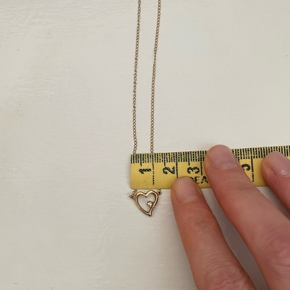 Vintage 14K & Diamond Open Heart Necklace - Picture 6 of 10